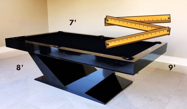 pool table with measuring tape